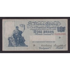 ARGENTINA COL. 433f BILLETE DE $ 10 PROGRESO BOT 1883